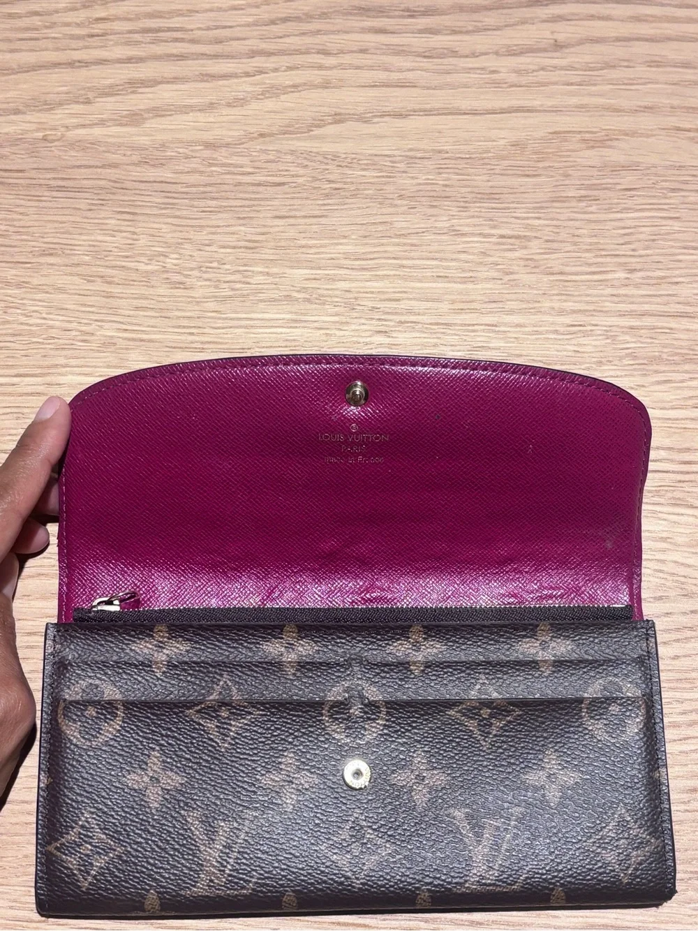 Louis Vuitton Emily Monogram Canvas Brown Flap Wallet Fuchsia